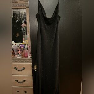 Backless Black Sparkly Prom Dress